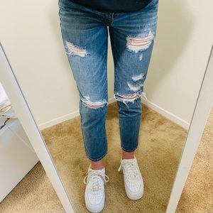 American Eagle, medium wash, straight-leg jeans